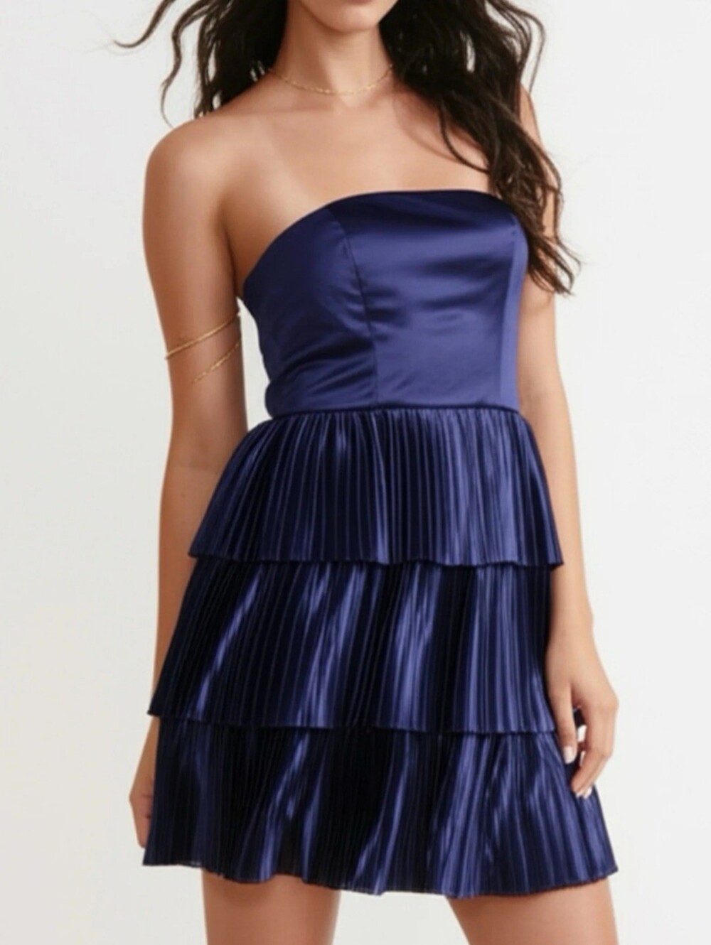 1/6

Lulus Elevated Evening Navy Strapless Tiered Plisse Mini Cocktail Dress